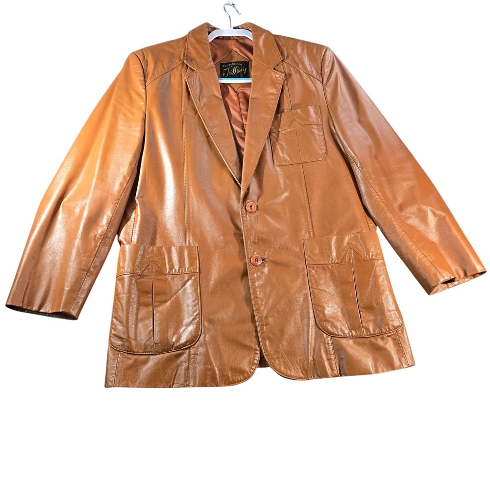 Leathers by Jeffery Mens Vintage Brown Leather Blazer‎ Sport Coat Jacket Size 44